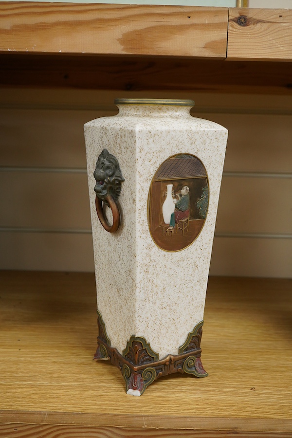 A late 19th century Royal Worcester Japonisme vase, with loss to foot, 28cm